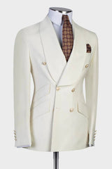 Shawl Lapel Two Pieces White Wedding Suits For Men