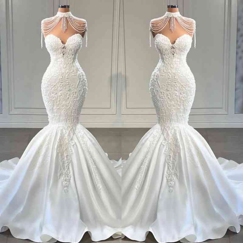 Sweetheart White Mermaid Lace Wedding Dress