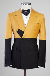 And Two Pieces Close Fitting Yellow Black Prom Suits
