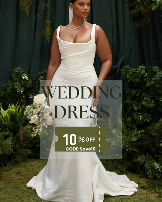Elegant plus size wedding dress with a sleeveless design worn by a bride holding a white bouquet