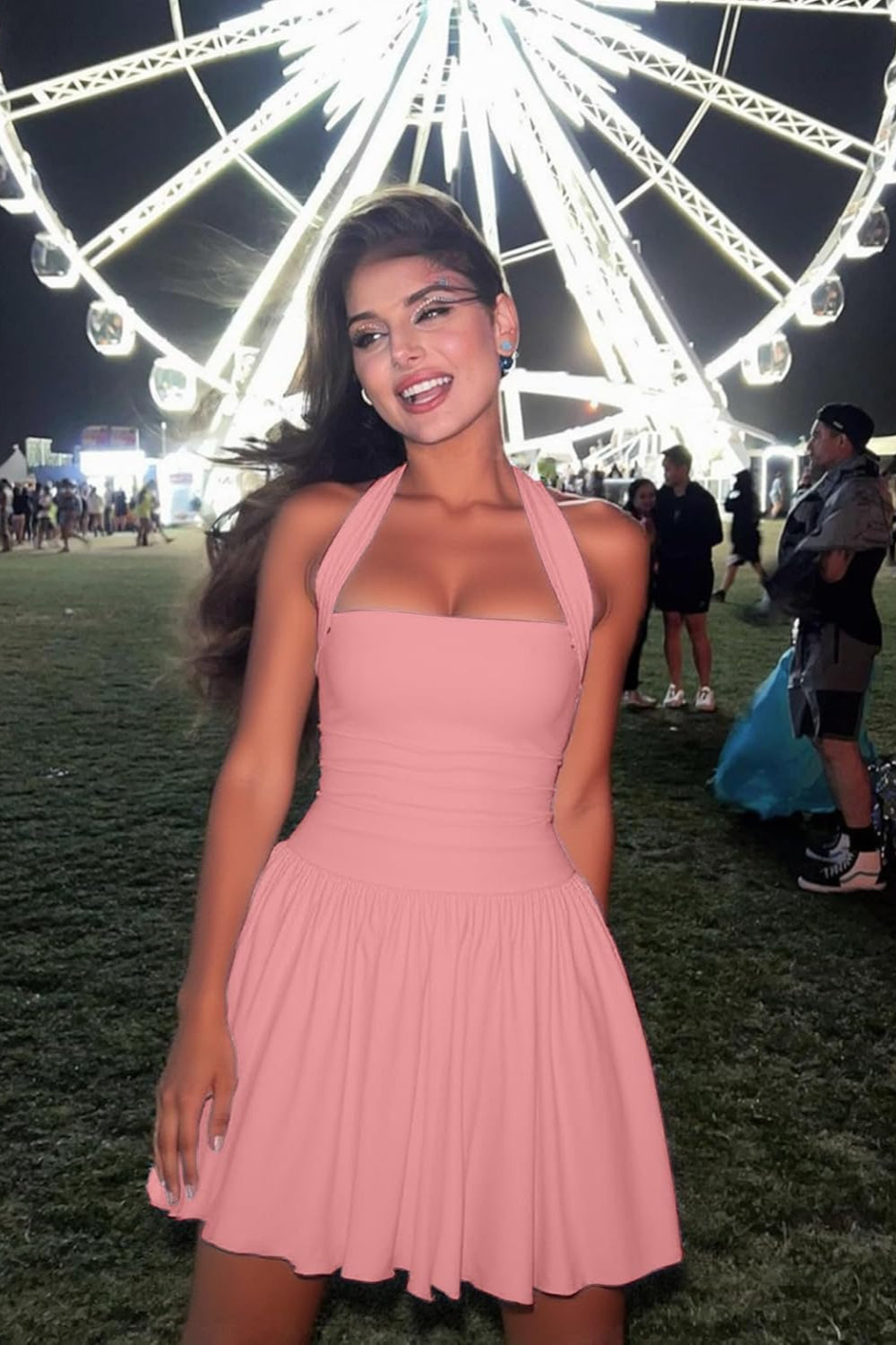 Sexy Black Sleeveless Halter Corset Mini Homecoming Dress