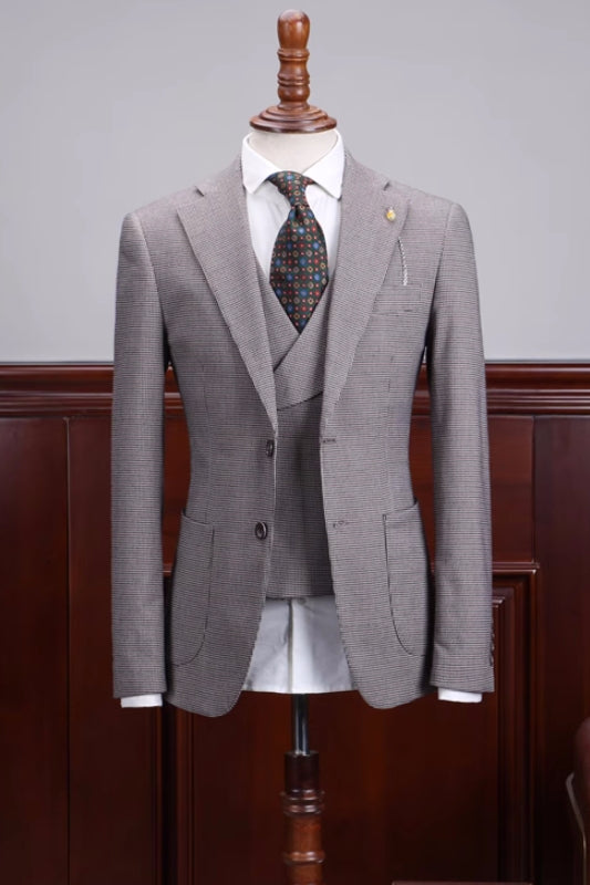 Men's Light Gray Fully lined Notched collar Suit