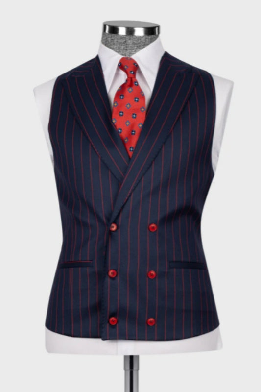 suit-for-men-dark-blue-striped-peak-lapel-three-pieces-business-men-suits