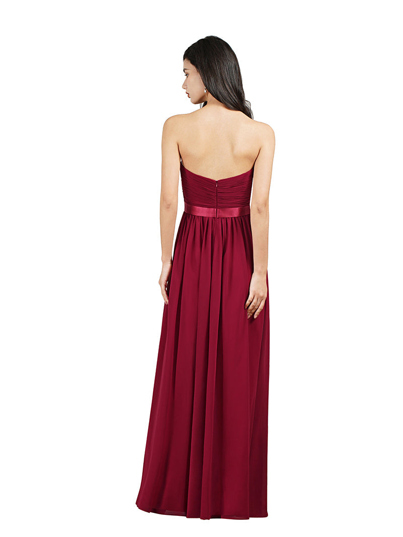 27Dress Long A-line Strapless Chiffon Bridesmaid Dress with Draped-27dress