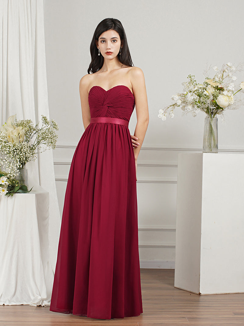 27Dress Long A-line Strapless Chiffon Bridesmaid Dress with Draped-27dress