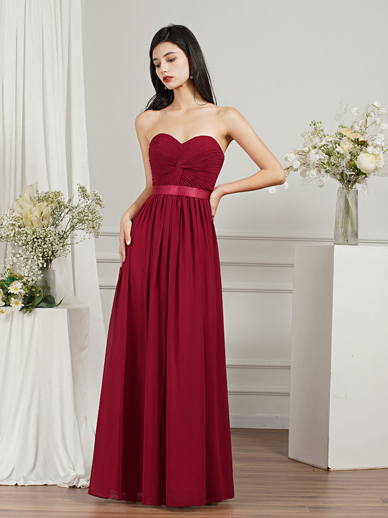 27Dress Long A-line Strapless Chiffon Bridesmaid Dress with Draped-27dress