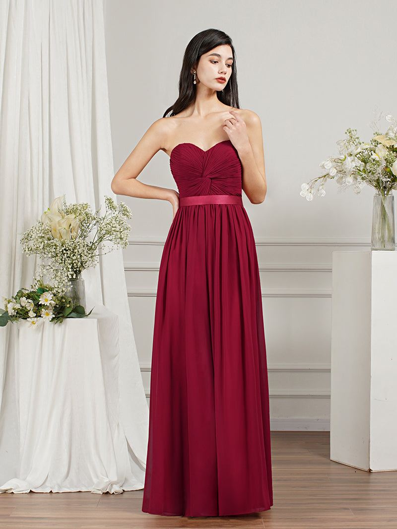 27Dress Long A-line Strapless Chiffon Bridesmaid Dress with Draped-27dress