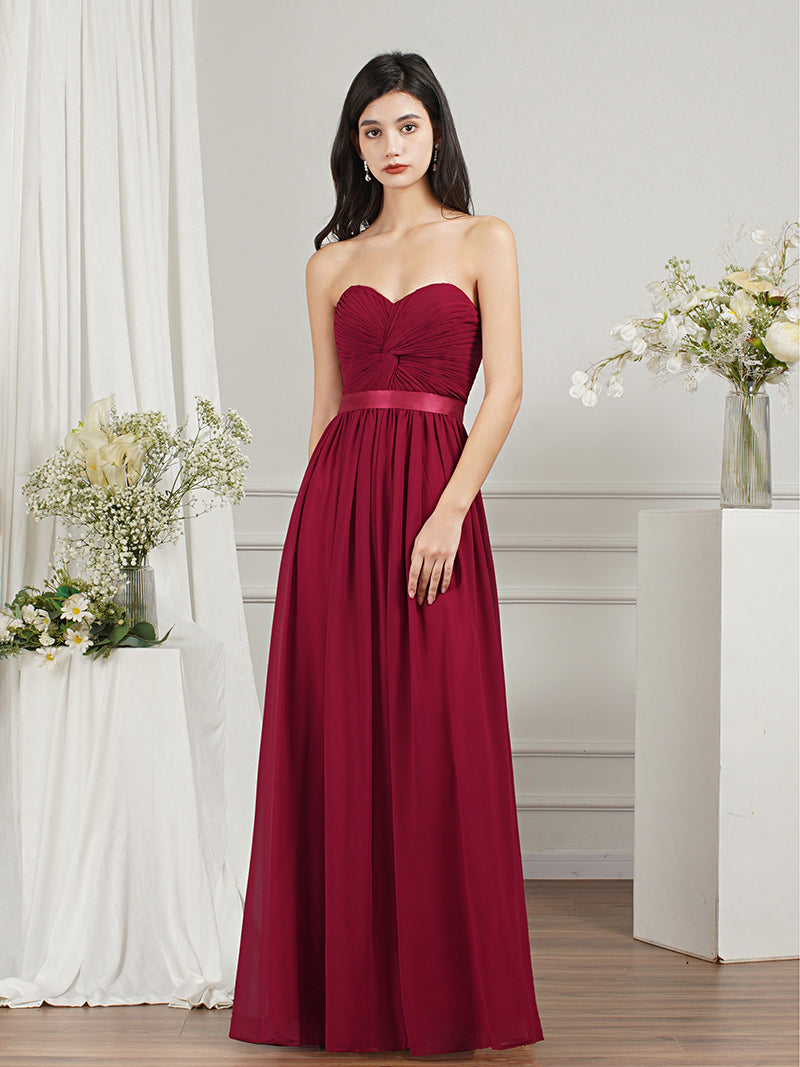27Dress Long A-line Strapless Chiffon Bridesmaid Dress with Draped-27dress