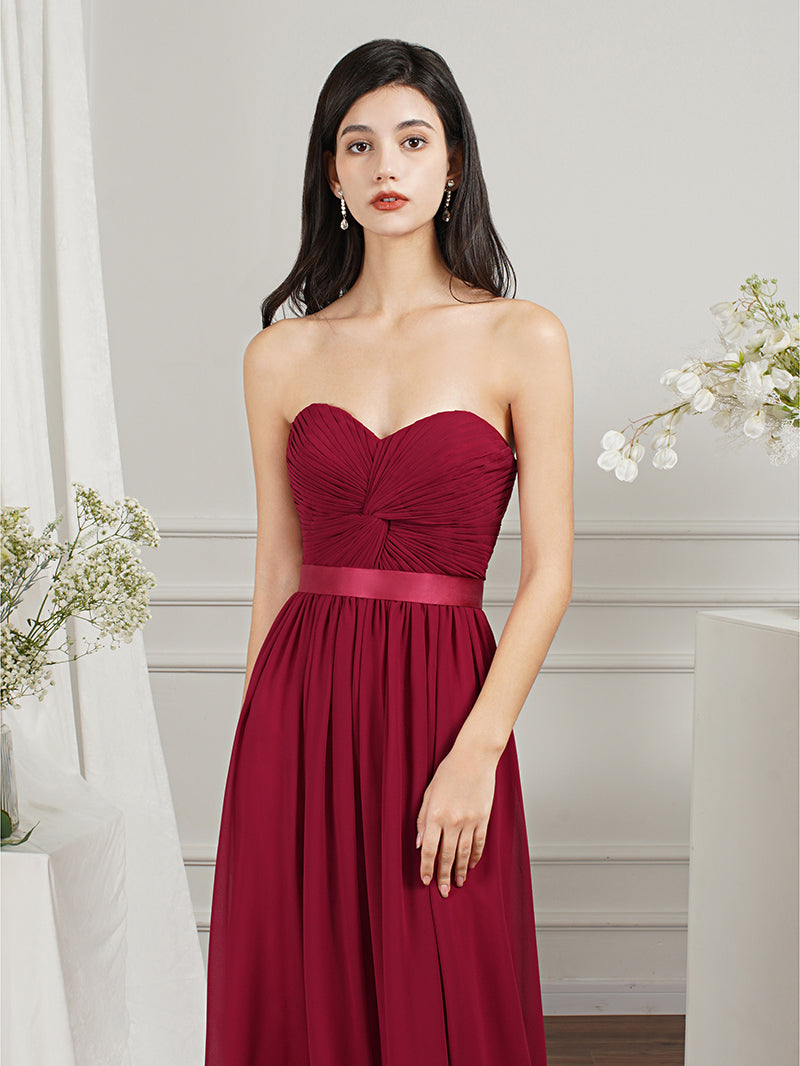 27Dress Long A-line Strapless Chiffon Bridesmaid Dress with Draped-27dress