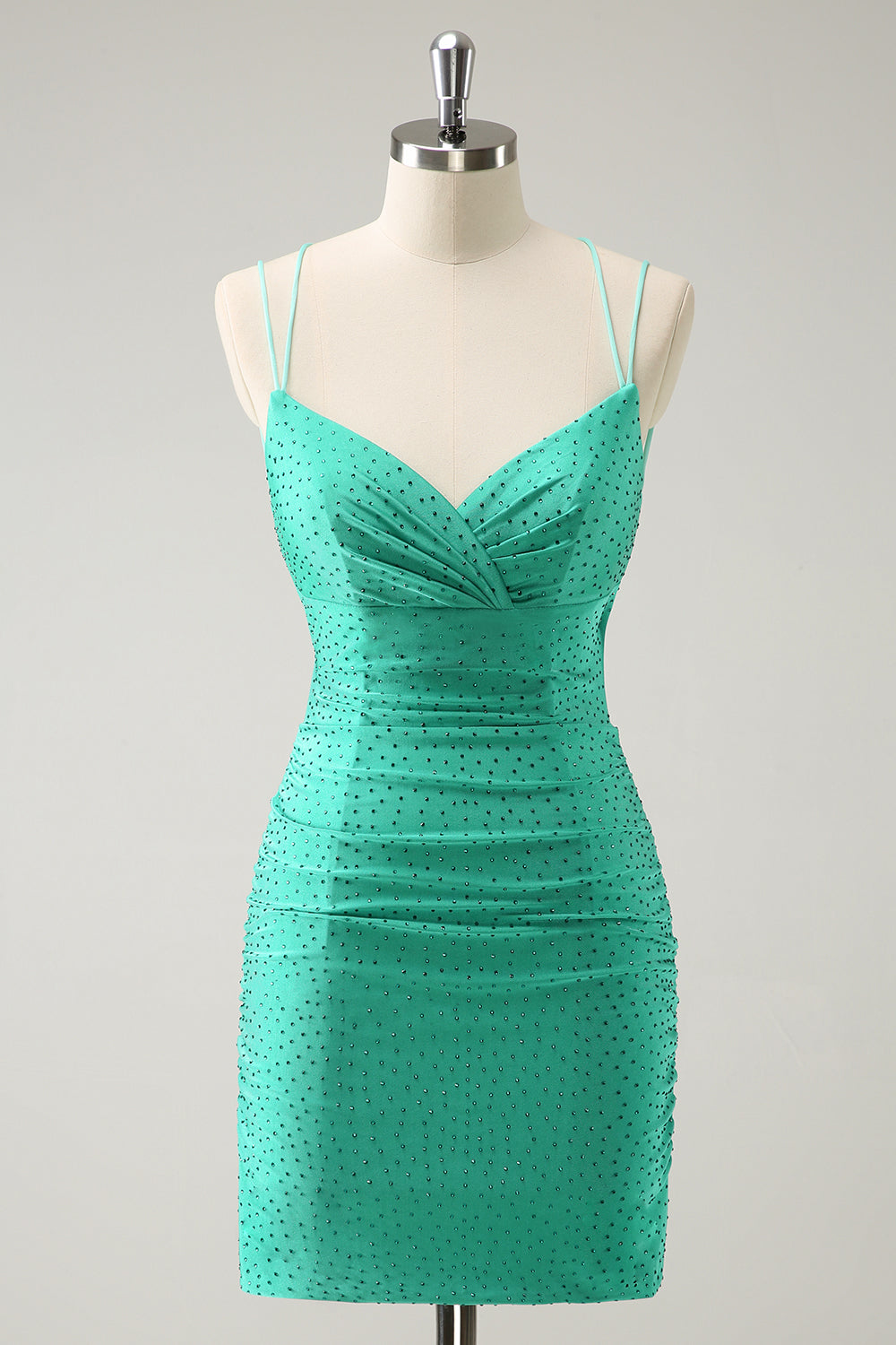 Sparkly Green Beaded Spaghetti Straps Tight Short Homecoming Dress 27dress Sparkly Green Beaded Spaghetti Straps Tight Short Homecoming Dress 27dress