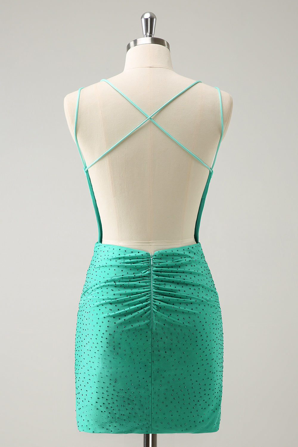 Sparkly Green Beaded Spaghetti Straps Tight Short Homecoming Dress 27dress Sparkly Green Beaded Spaghetti Straps Tight Short Homecoming Dress 27dress