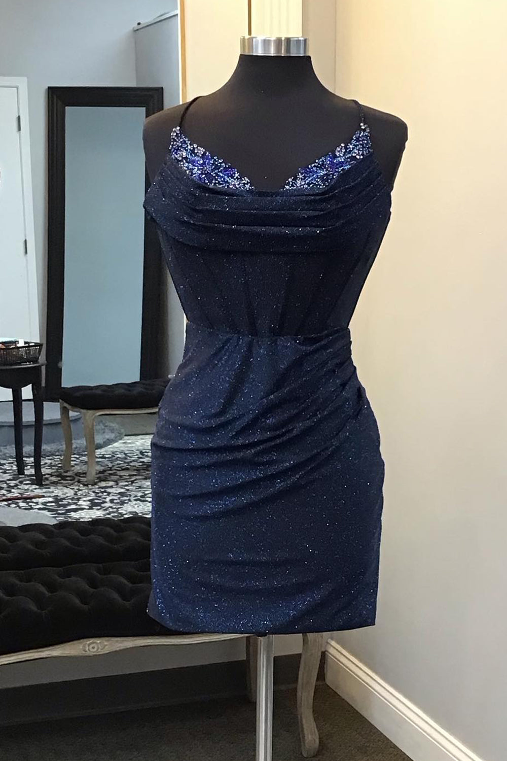 Sparkly Navy Beaded Corset Tight Short Homecoming Dress 27dress Sparkly Navy Beaded Corset Tight Short Homecoming Dress 27dress