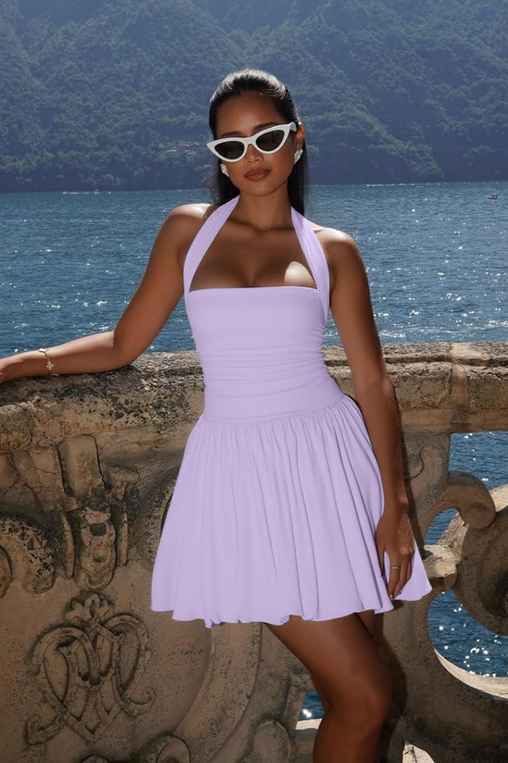 Sexy Black Sleeveless Halter Corset Mini Homecoming Dress