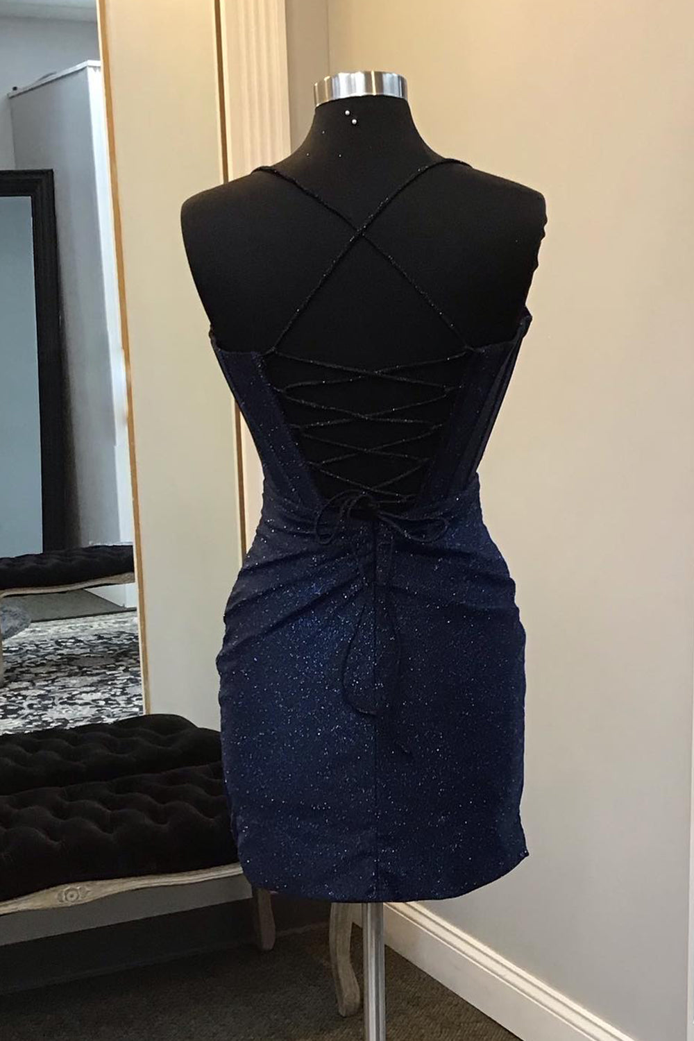 Sparkly Navy Beaded Corset Tight Short Homecoming Dress 27dress Sparkly Navy Beaded Corset Tight Short Homecoming Dress 27dress