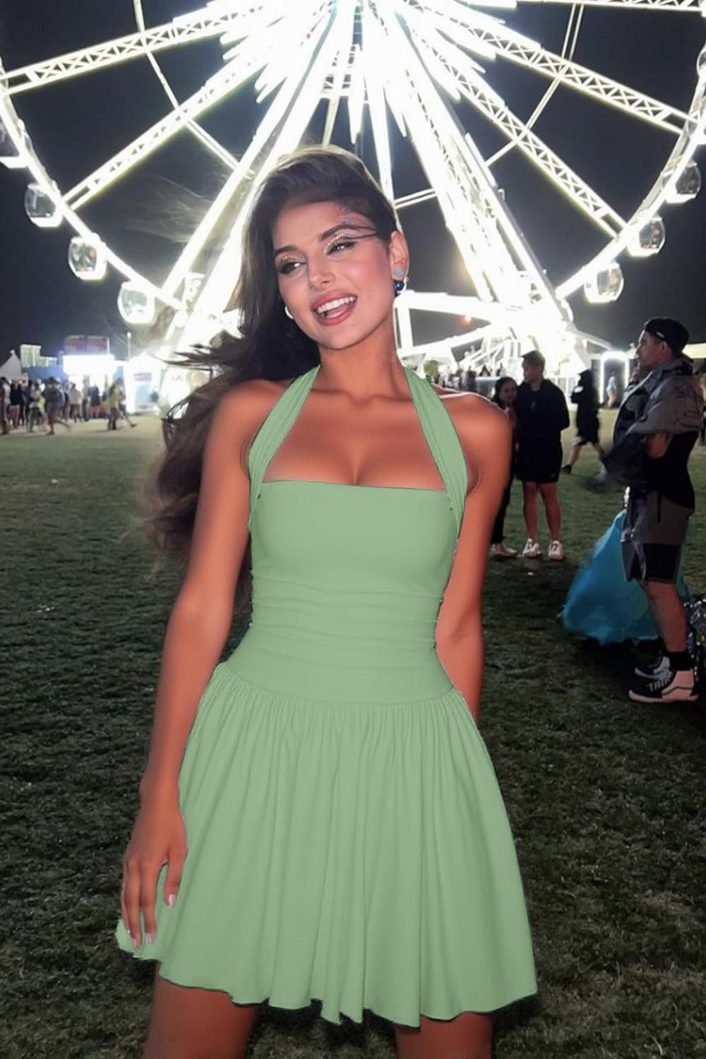 Sexy Black Sleeveless Halter Corset Mini Homecoming Dress
