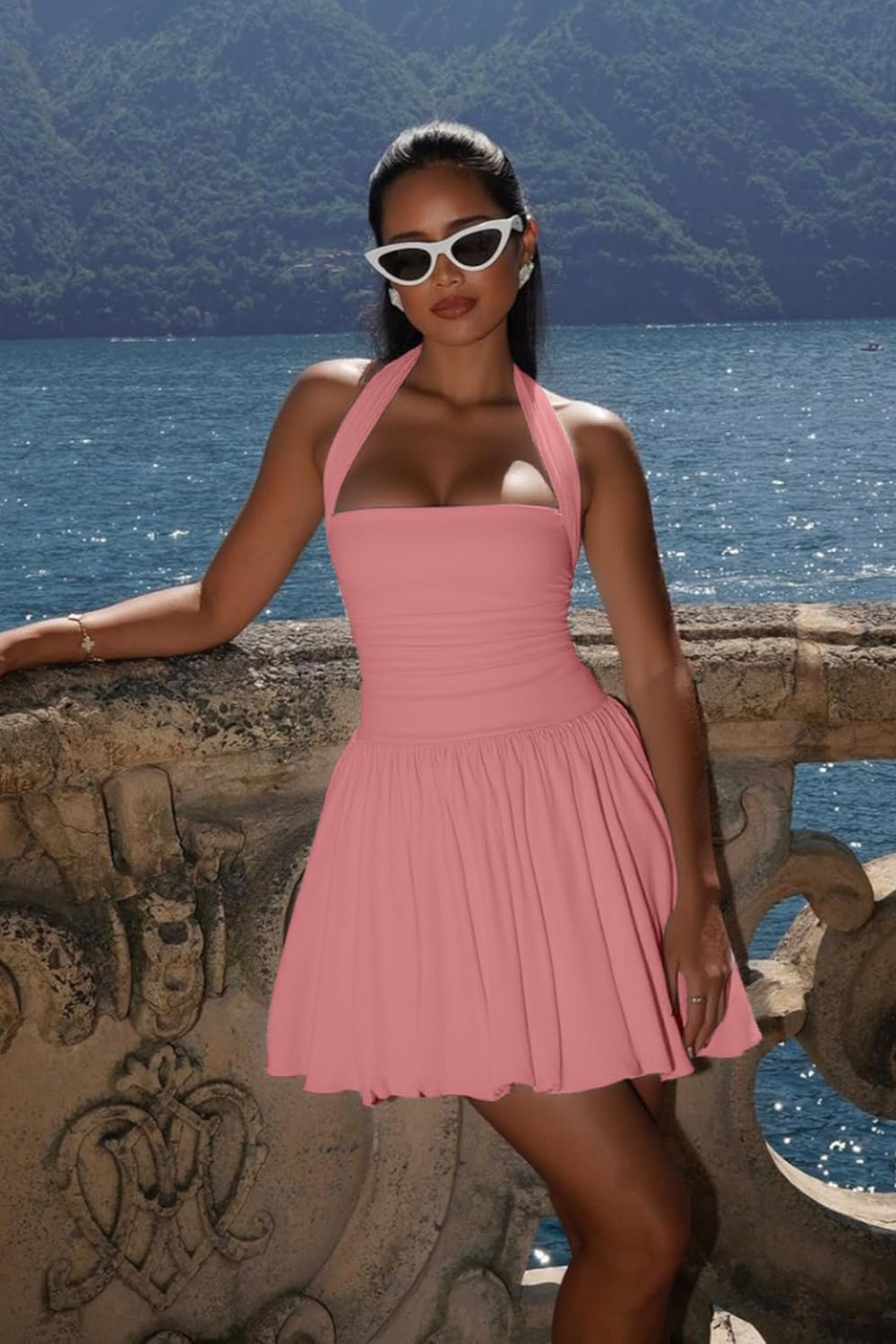 Sexy Black Sleeveless Halter Corset Mini Homecoming Dress