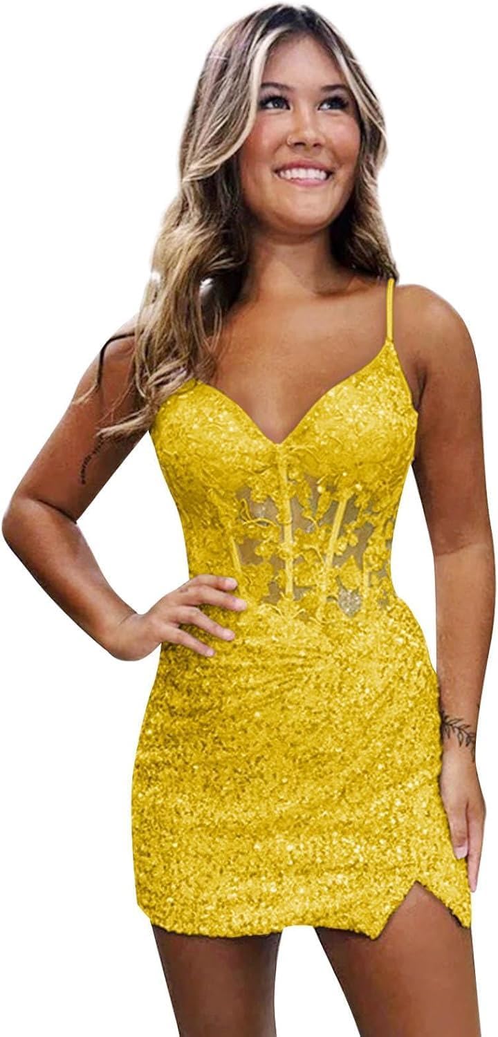 Purple Sparkly V-Neck Sequin Short Homecoming Dresses