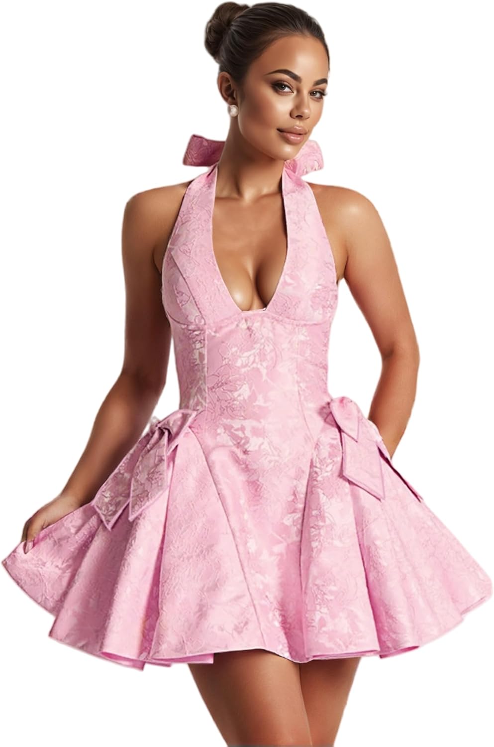 Pink Strapless Satin A-line Homecoming Dress with Bow