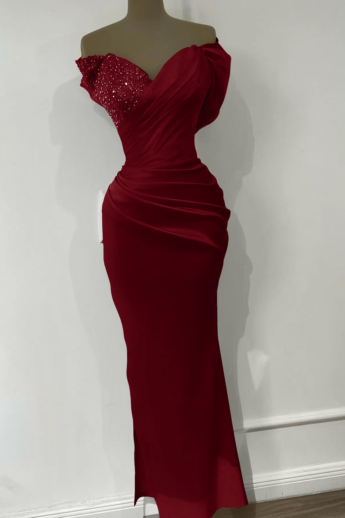 Orange Sweetheart Mermaid Sequins Evening Dress with Off-The-Shoulder Online