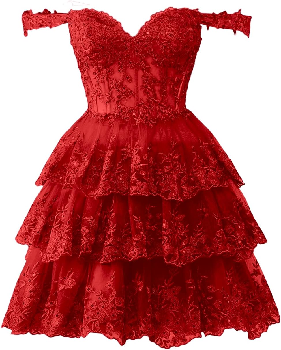 Black Sparkly Sweetheart Tulle Lace Homecoming Dress
