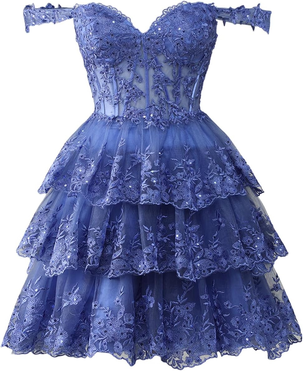 Black Sparkly Sweetheart Tulle Lace Homecoming Dress