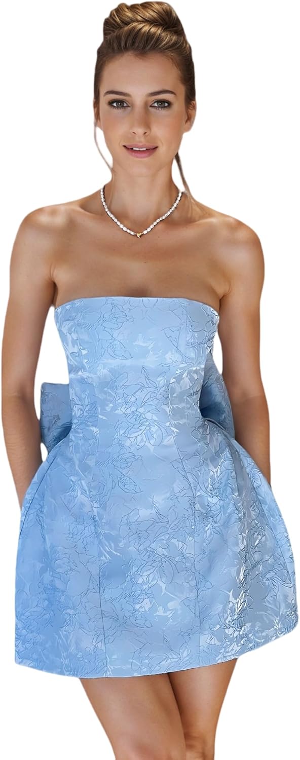 Pink Strapless Satin A-line Homecoming Dress with Bow