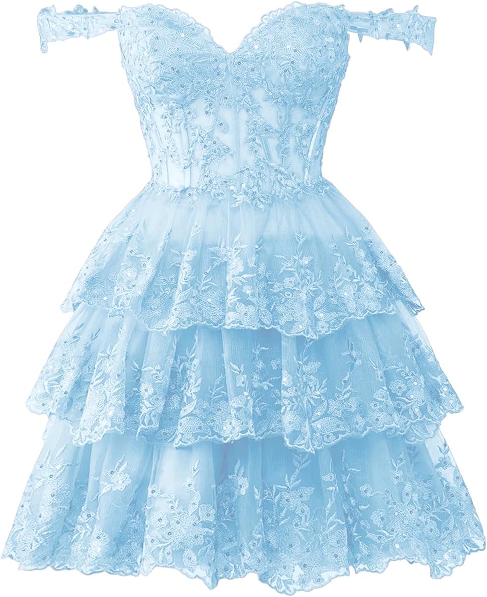 Black Sparkly Sweetheart Tulle Lace Homecoming Dress