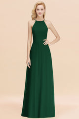 Yellow Halter Chiffon A-Line Bridesmaid Dress