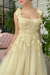 Daffodil Mermaid Strapless Sleeveless Evening Dress with Flowers On Sale