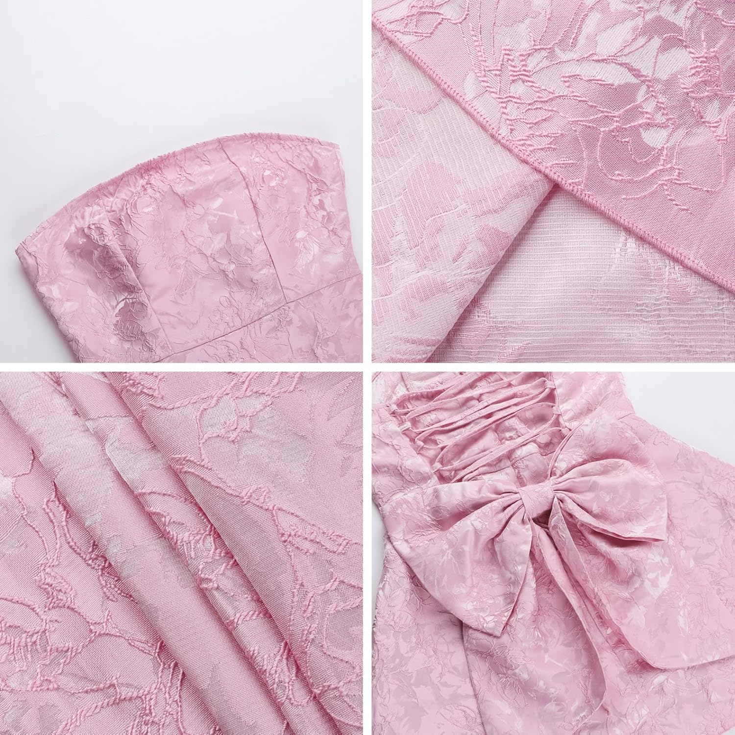 Pink Strapless Satin A-line Homecoming Dress with Bow