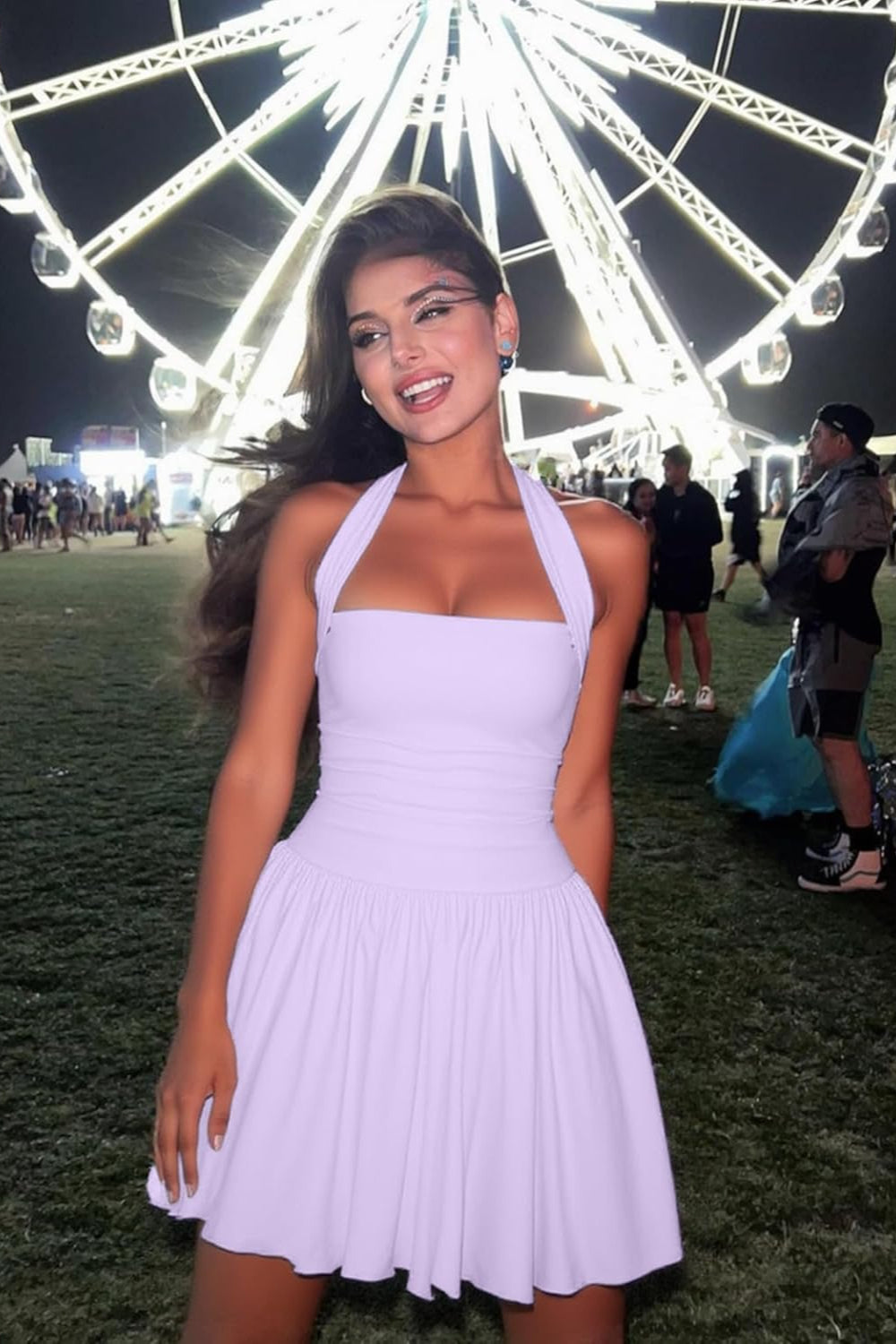 Sexy Black Sleeveless Halter Corset Mini Homecoming Dress