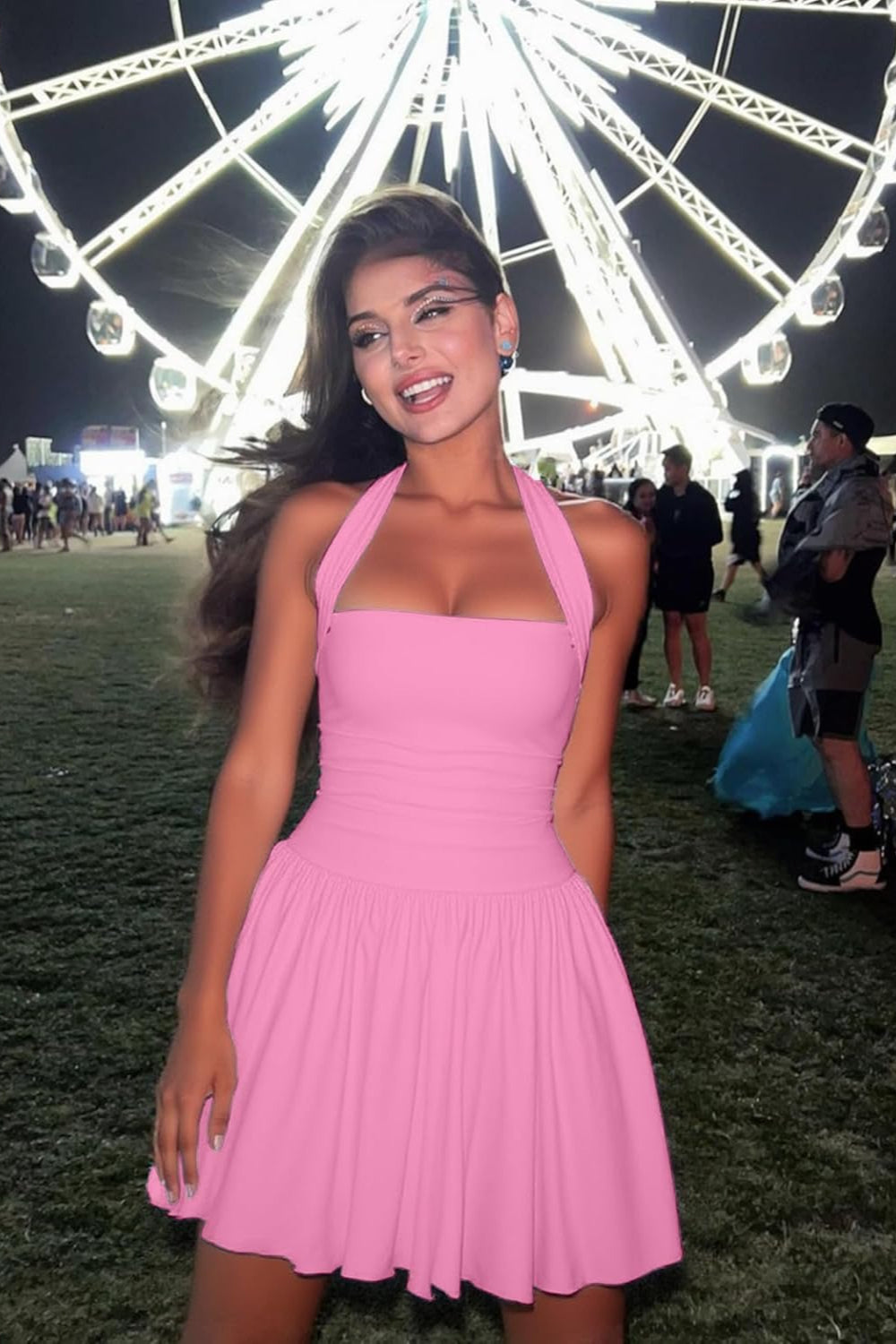 Sexy Black Sleeveless Halter Corset Mini Homecoming Dress