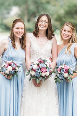 Sky Blue Ruffles Multiway Infinity A-Line Bridesmaid Dresses