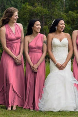 Dusty Pink Ruffles Multiway Infinity Bridesmaid Dresses Long