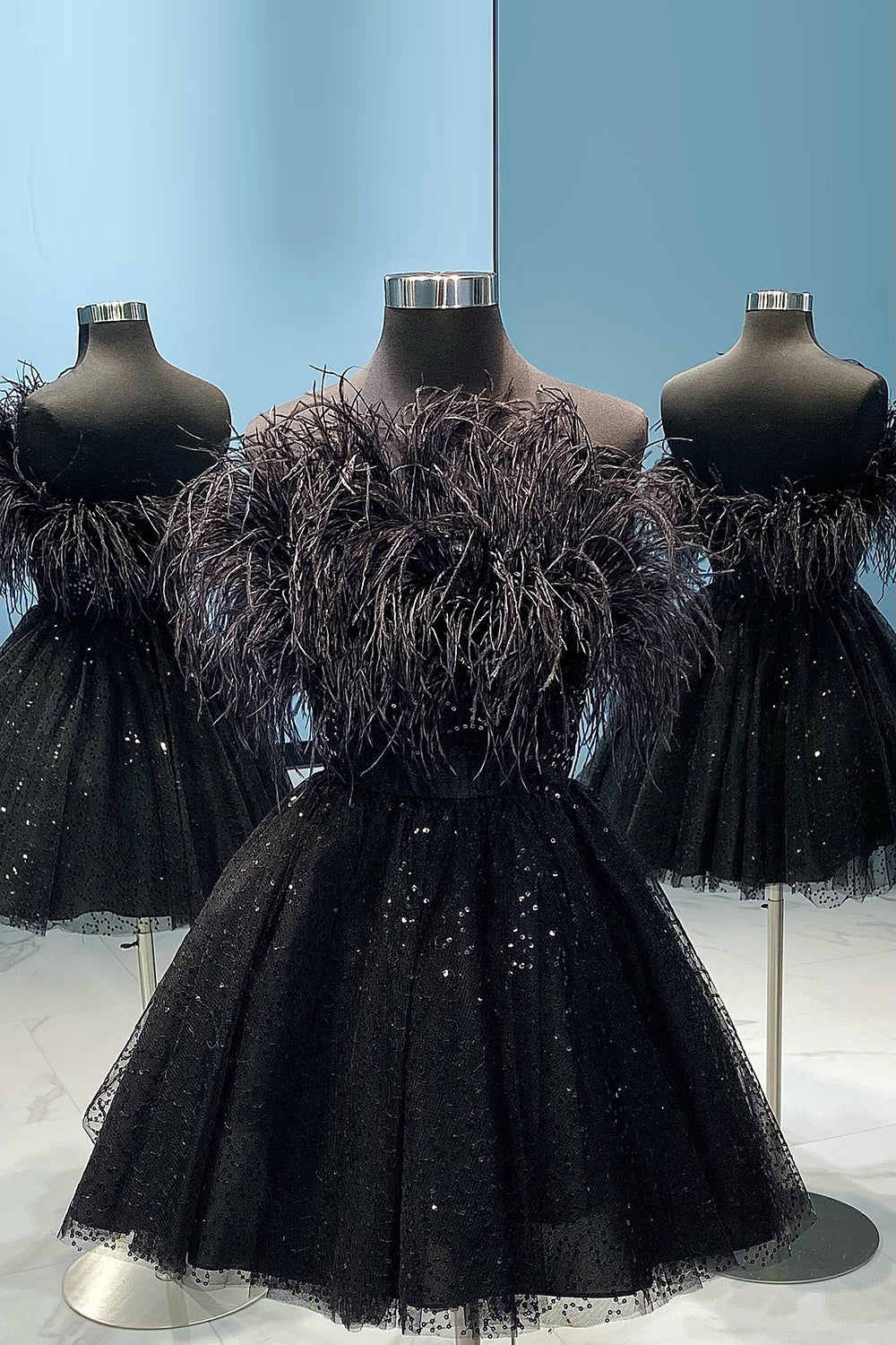Black Strapless Sequin A-Line Homecoming Dress