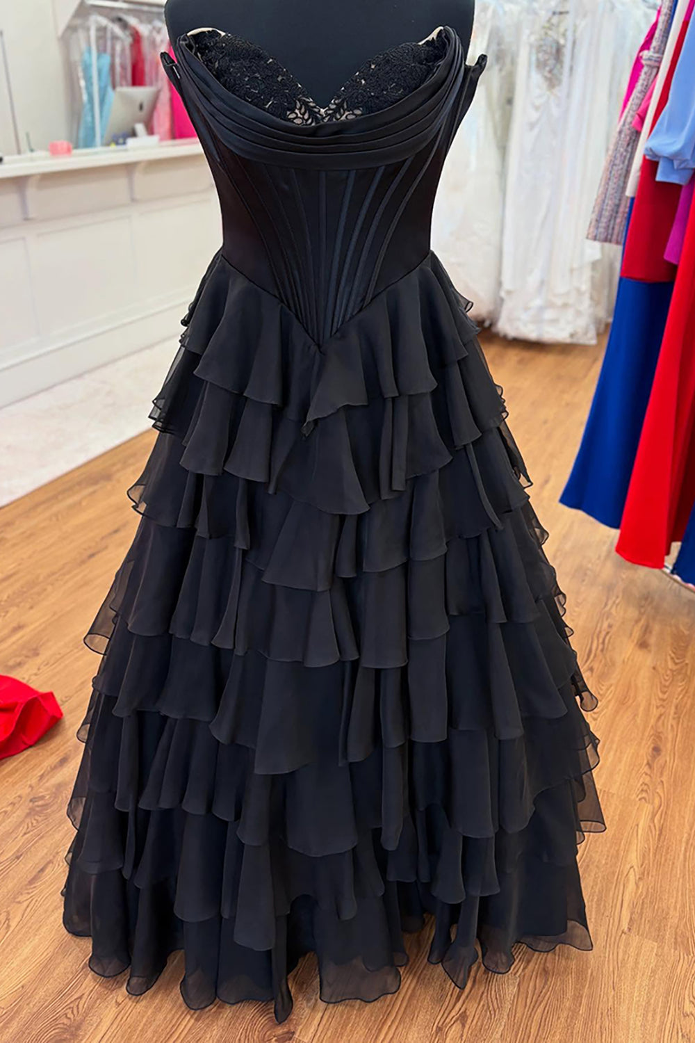 Black Sweetheart A-Line Long Prom Dress with Slit