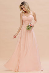 Blush Sweetheart Chiffon A-Line Long Bridesmaid Dress