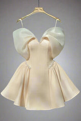 Champagne Off The Shoulder A-Line Homecoming Dress