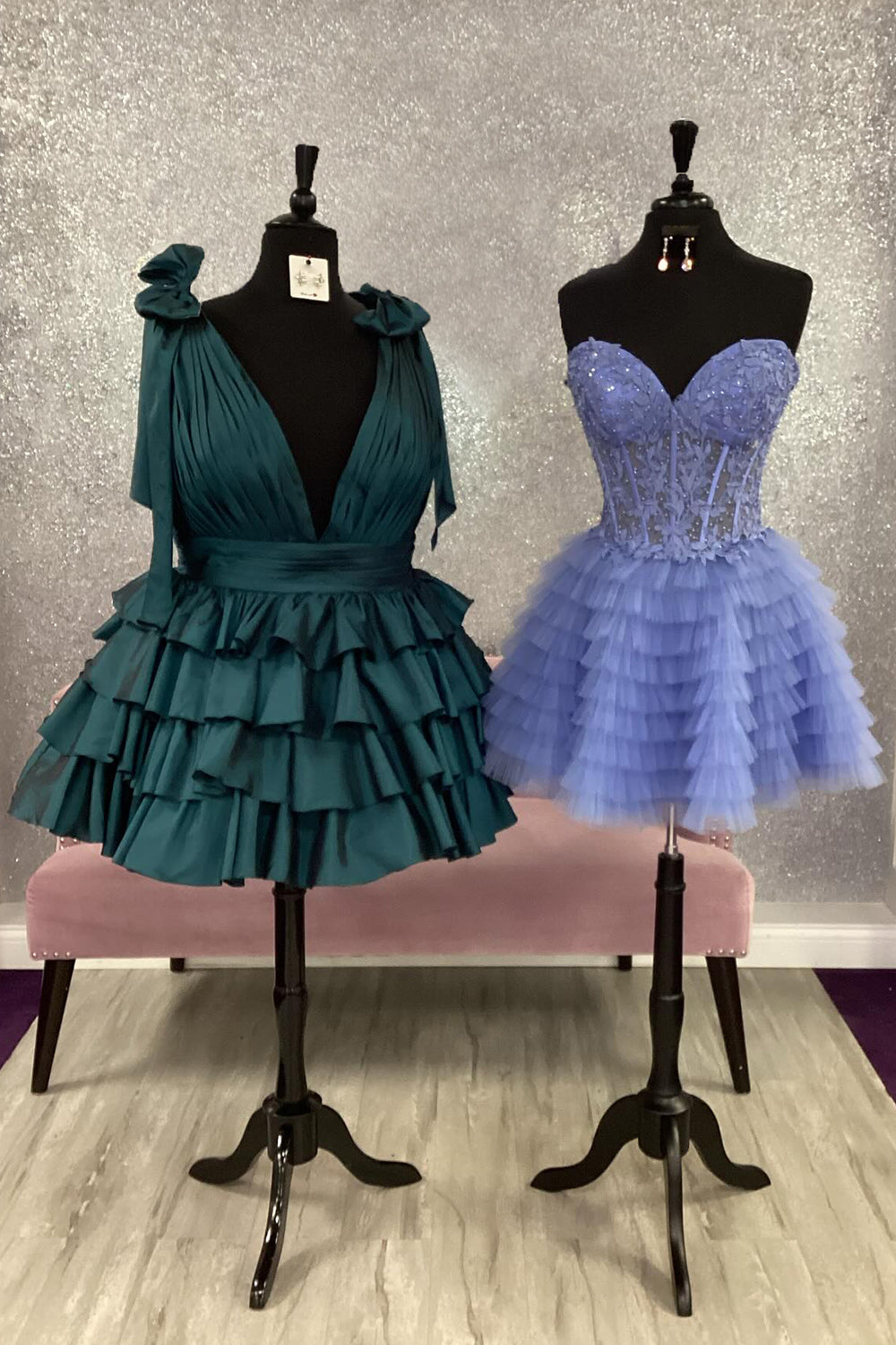 Deep V-Neck A-Line Homecoming Dress with Bow