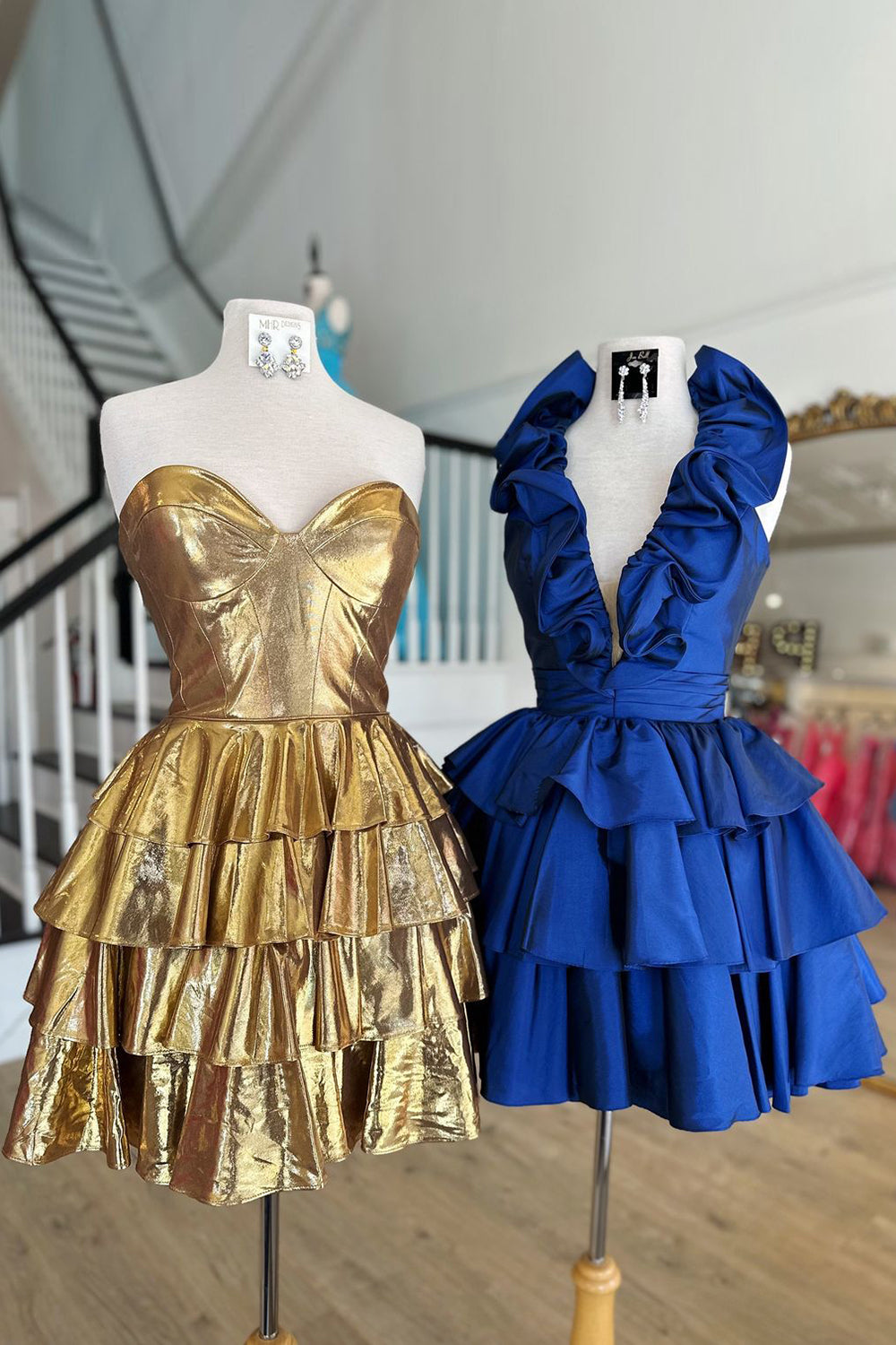 Deep V-Neck A-Line Homecoming Dress with Ruffles