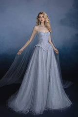 27Dress Elegant Sweetheart Tulle A-line Evening Dress with Rhinestones