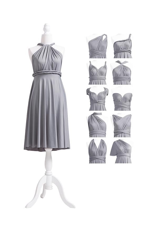 Gray Empire Long Bridesmaid Dress with Ruching