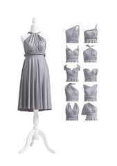 Gray Empire Long Bridesmaid Dress with Ruching