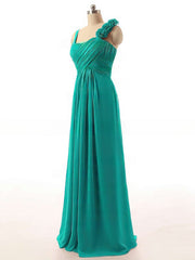 Green Sweetheart Chiffon A-Line Long Bridesmaid Dress Side View