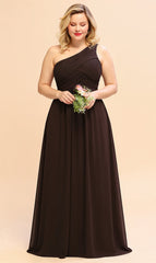 Elegant Long One Shoulder Chiffon Bridesmaid Dress