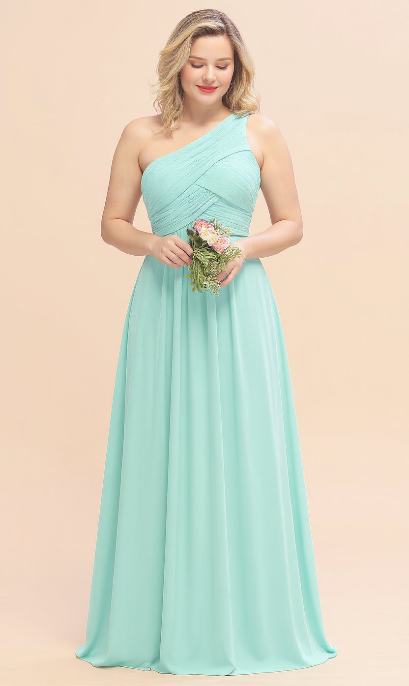 Elegant Long One Shoulder Chiffon Bridesmaid Dress
