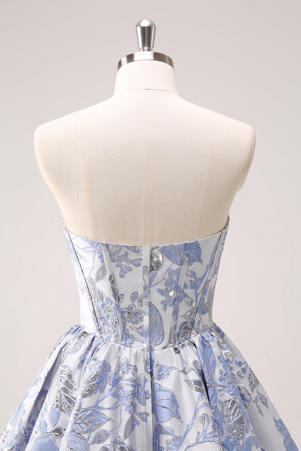Light Blue Sweetheart A-Line Homecoming Dress with Floral Details and Corset Bodice Back Detail
