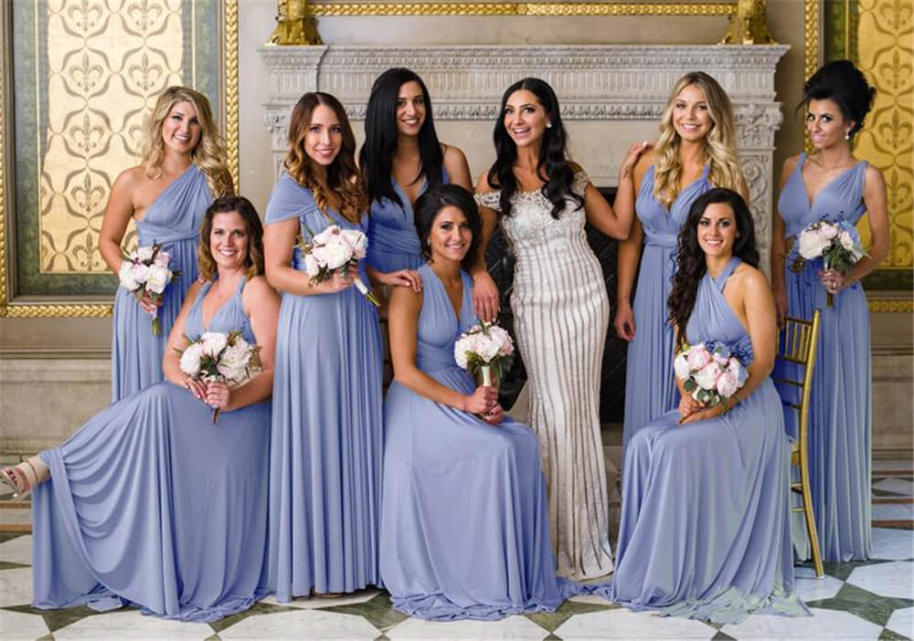 Lilac Halter Jersey A-Line Long Bridesmaid Dress with Ruching Group