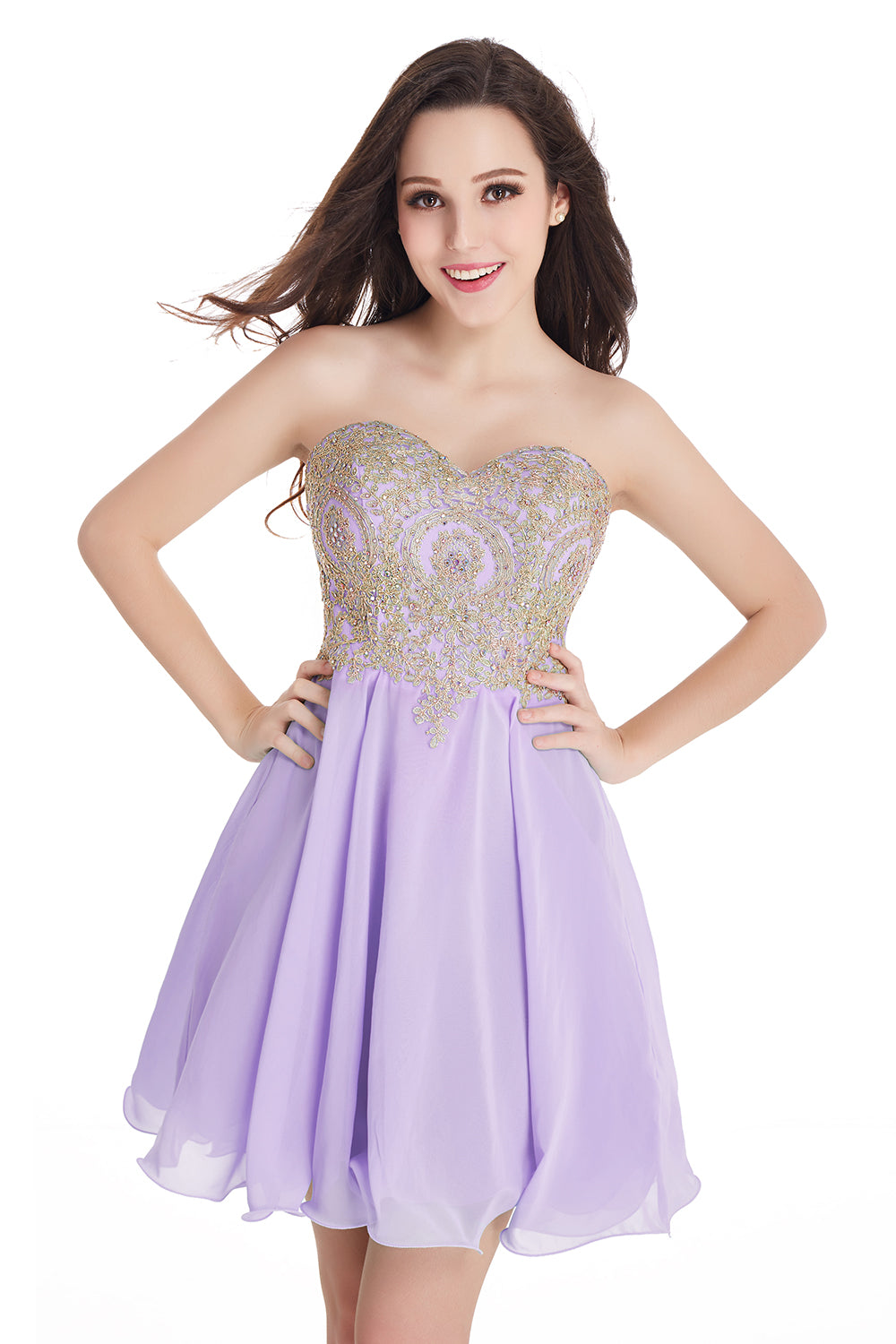 Lilac Sweetheart Chiffon A-Line Short Bridesmaid Dress