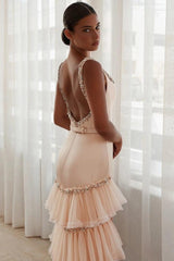 27Dress Mermaid Ruffled Square-neck Long Evening Dress with Rhinestones